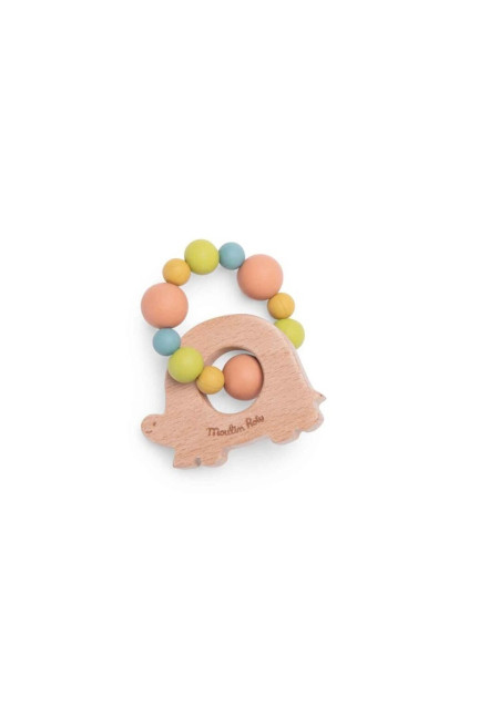 Sonajero mordedor madera/silicona tortuga Petits LAPINS MOULIN ROTY
