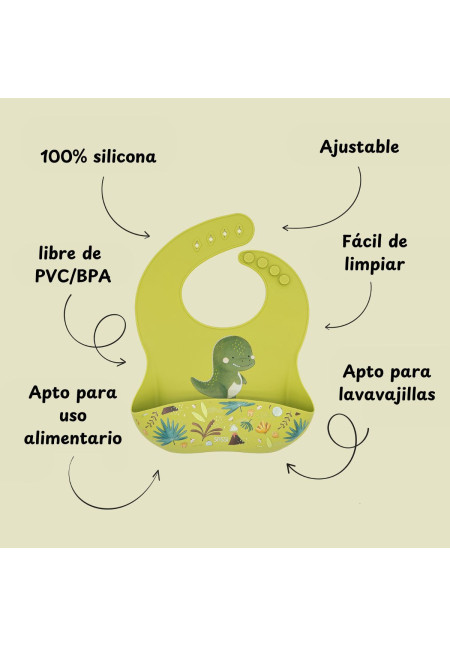 Babero de silicona Dinosaurio SASSI