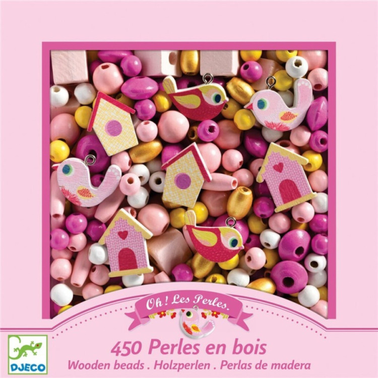 Perlas de madera Pájaros DJECO