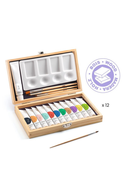  Colores Caja de 12 tubos de témpera DJECO