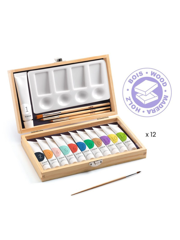  Colores Caja de 12 tubos de témpera DJECO