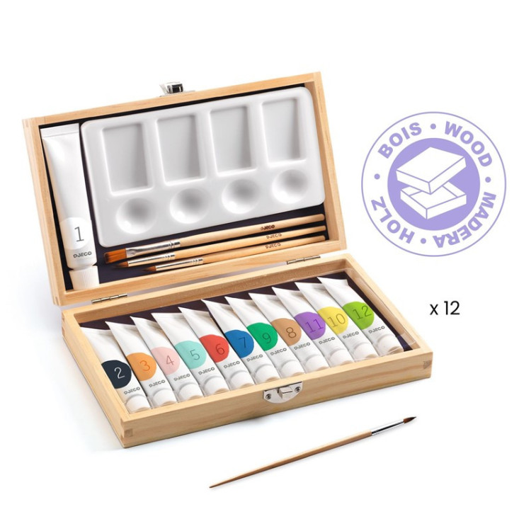  Colores Caja de 12 tubos de témpera DJECO