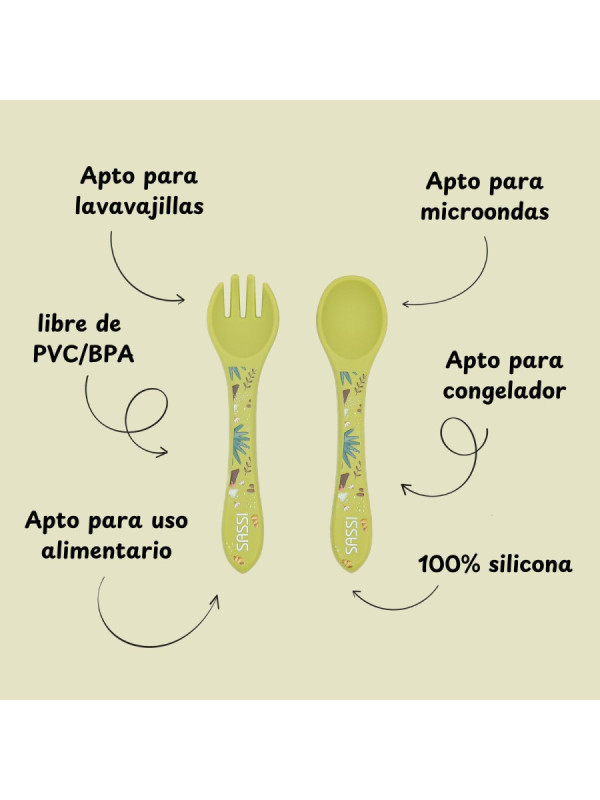 Cubiertos de silicona Dinosaurio SASSI 