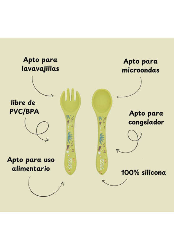 Cubiertos de silicona Dinosaurio SASSI 