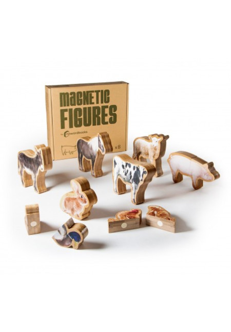 Figuras Magnéticas de Bambú. Animales de Granja NOWORDBOOKS