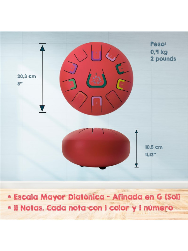 Tambú 8" 11 notas - Rojo mate