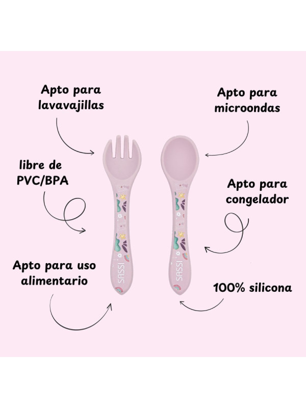 Cubiertos de silicona Unicornio SASSI