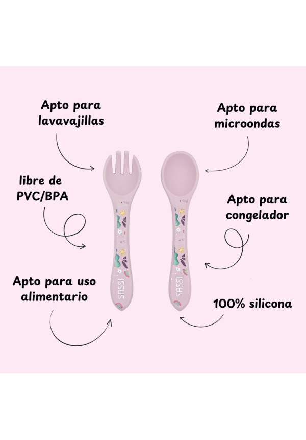 Cubiertos de silicona Unicornio SASSI