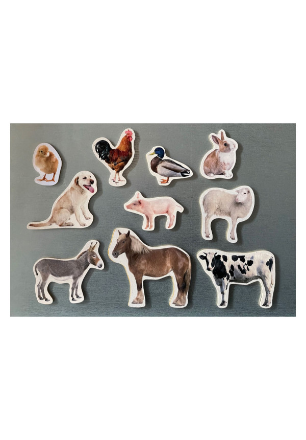 Piezas Magnéticas de Bambú de Animales de la Granja NOWORDBOOKS