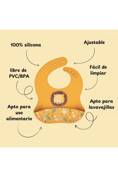 Babero de silicona León SAASSI