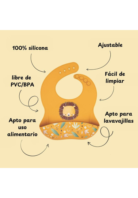 Babero de silicona León SAASSI