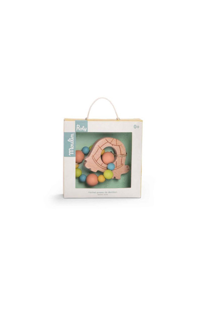 Sonajero mordedor madera/silicona tortuga Petits LAPINS MOULIN ROTY