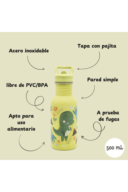 Botella Acero Inox Dinosaurio SASSI 