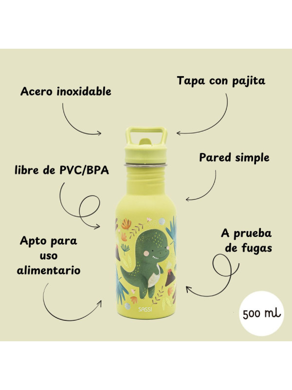 Botella Acero Inox Dinosaurio SASSI 