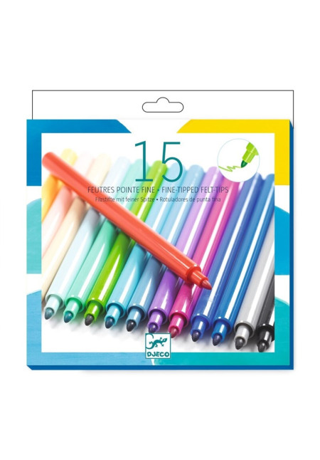 Colorear 15 rotuladores de punta fina Arcoíris DJECO