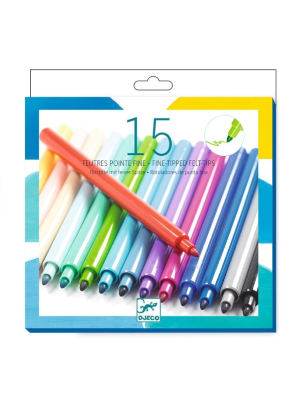 Colorear 15 rotuladores de punta fina Arcoíris DJECO