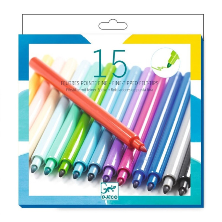 Colorear 15 rotuladores de punta fina Arcoíris DJECO