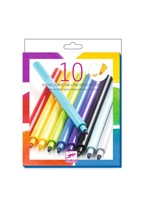 Colorear 10 rotuladores de punta fina Pacífico  DJECO