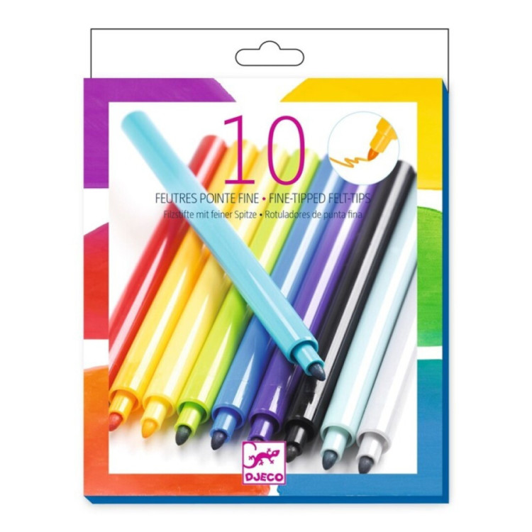 Colorear 10 rotuladores de punta fina Pacífico  DJECO