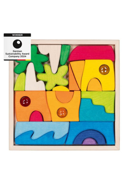 Puzzle paisaje Honolulu, con 3 piedras de vidrio GOKI Puzzle paisaje Honolulu, con 3 piedras de vidrio GOKI