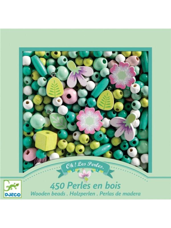 Perlas de madera Hojas y flores DJECO