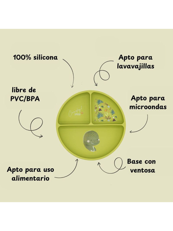 Plato de silicona Dinosaurio SASSI