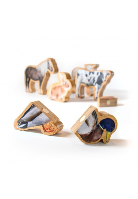 Figuras Magnéticas de Bambú. Animales de Granja NOWORDBOOKS