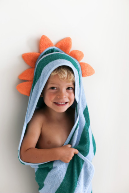 Toalla con capucha 100% algodón – 75 x 75 cm Dino Lagoon QUUT