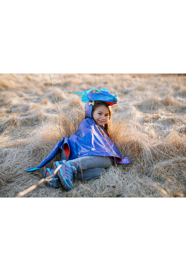 CAPA Azul metalic dragon TALLA 5-6 años GREAT PRETENDERS