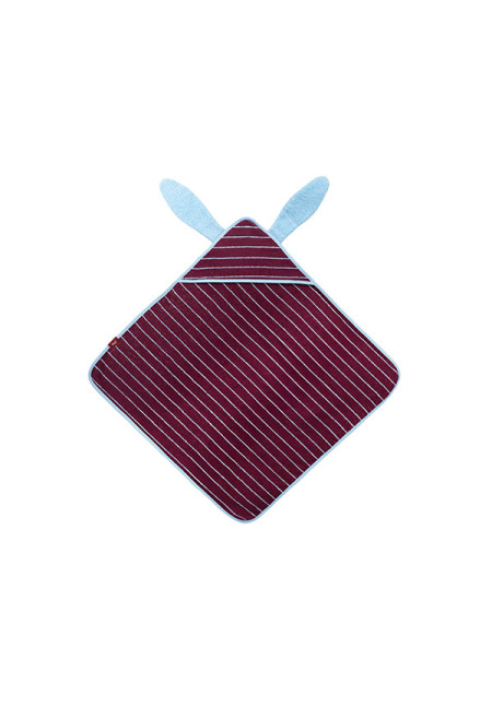 Toalla con capucha 100% algodón – 75 x 75 cm Bunny Burgundy QUUT