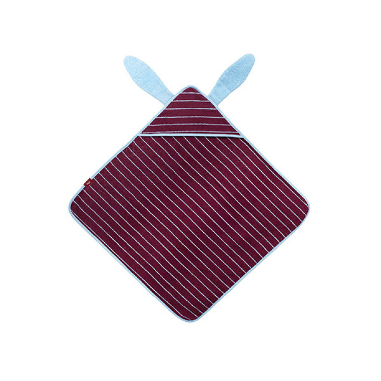Toalla con capucha 100% algodón – 75 x 75 cm Bunny Burgundy QUUT
