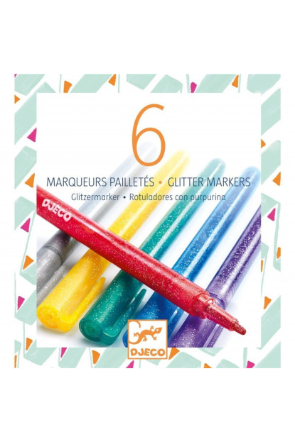  Colores 6 Rotuladores purpurina djeco