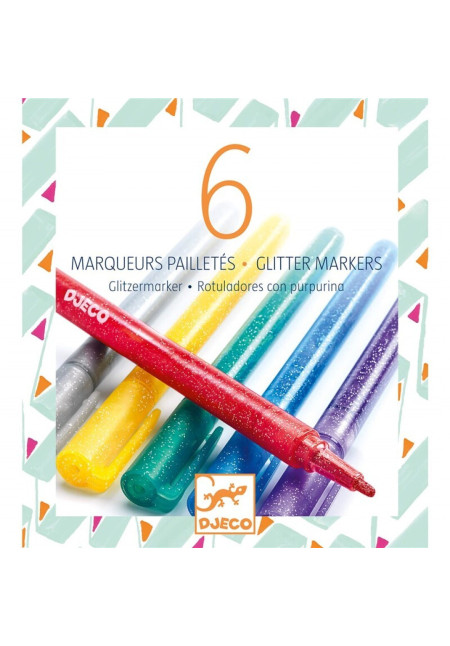 Colores 6 Rotuladores purpurina djeco