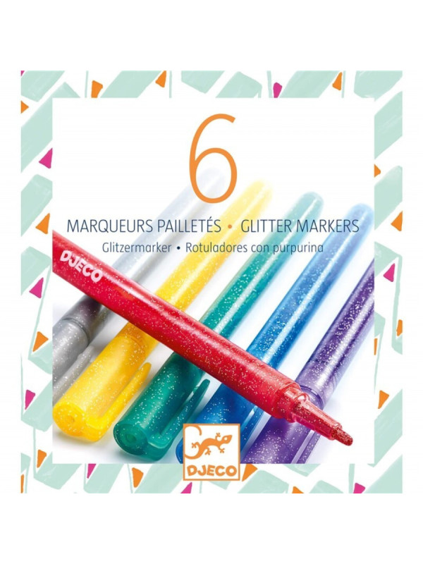  Colores 6 Rotuladores purpurina djeco