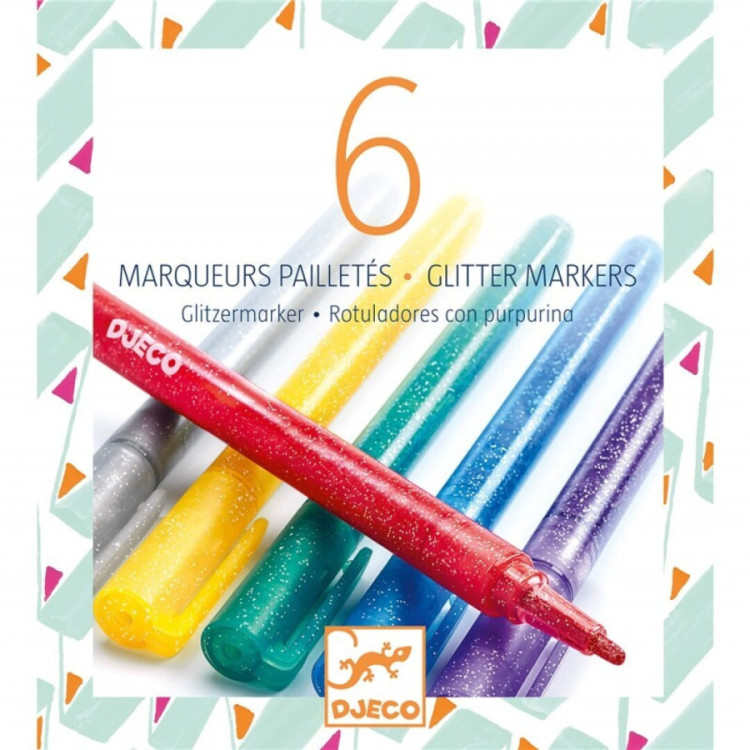  Colores 6 Rotuladores purpurina djeco