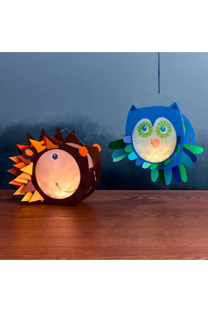 Set Creativo - Farolillos de Papel Búho y Erizo HABA Set Creativo - Farolillos de Papel Búho y Erizo HABA
