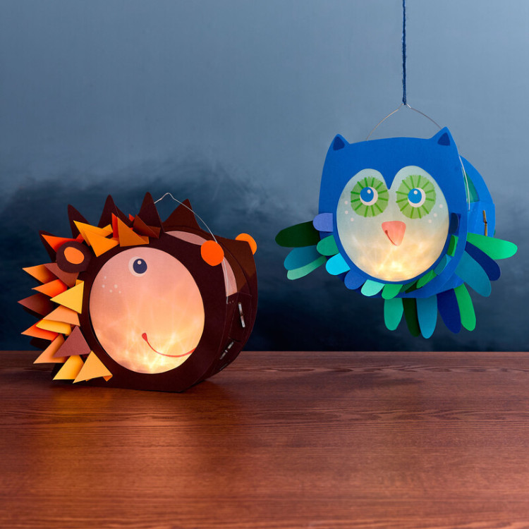 Set Creativo - Farolillos de Papel Búho y Erizo HABA Set Creativo - Farolillos de Papel Búho y Erizo HABA