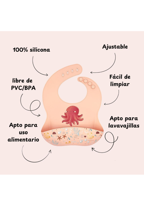 Babero de silicona Pulpo SASSI