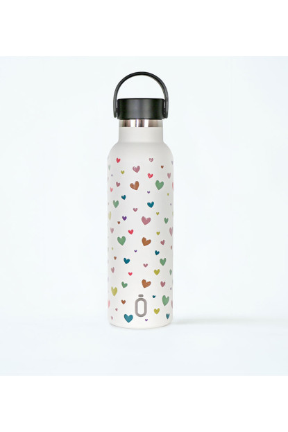 Botella termica Confeti 600ml  Corazones nata RUNBOTT