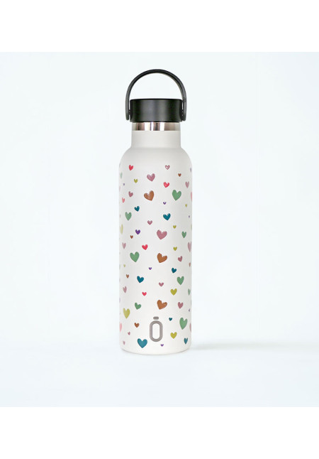 Botella termica Confeti 600ml  Corazones nata RUNBOTT