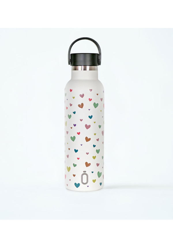 Botella termica Confeti 600ml  Corazones nata RUNBOTT