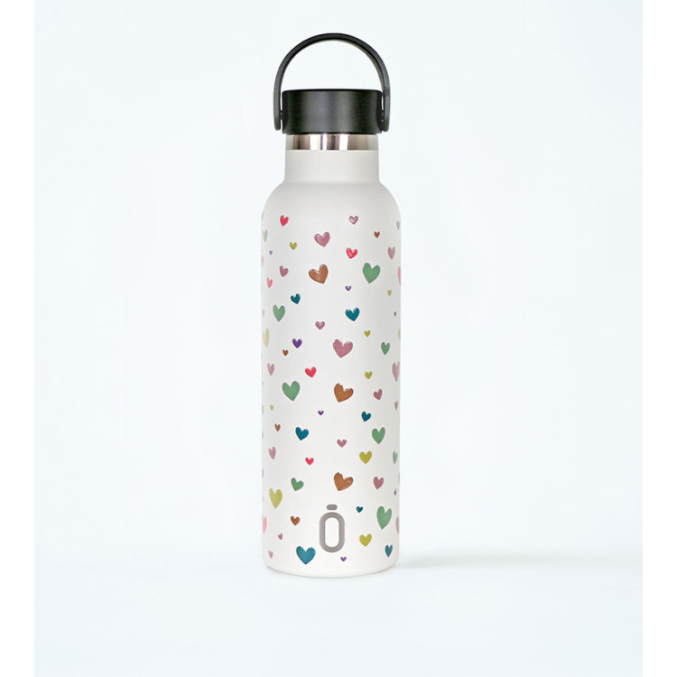 Botella termica Confeti 600ml  Corazones nata RUNBOTT