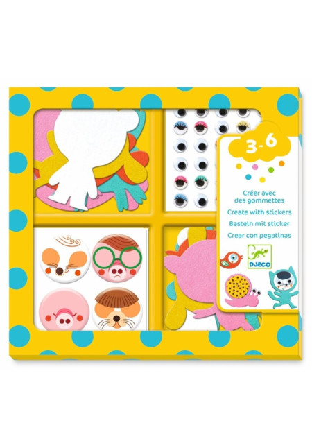 Crear con 1000 pegatinas Me gustan los animales DJECO