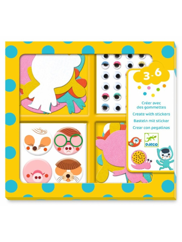 Crear con 1000 pegatinas Me gustan los animales DJECO