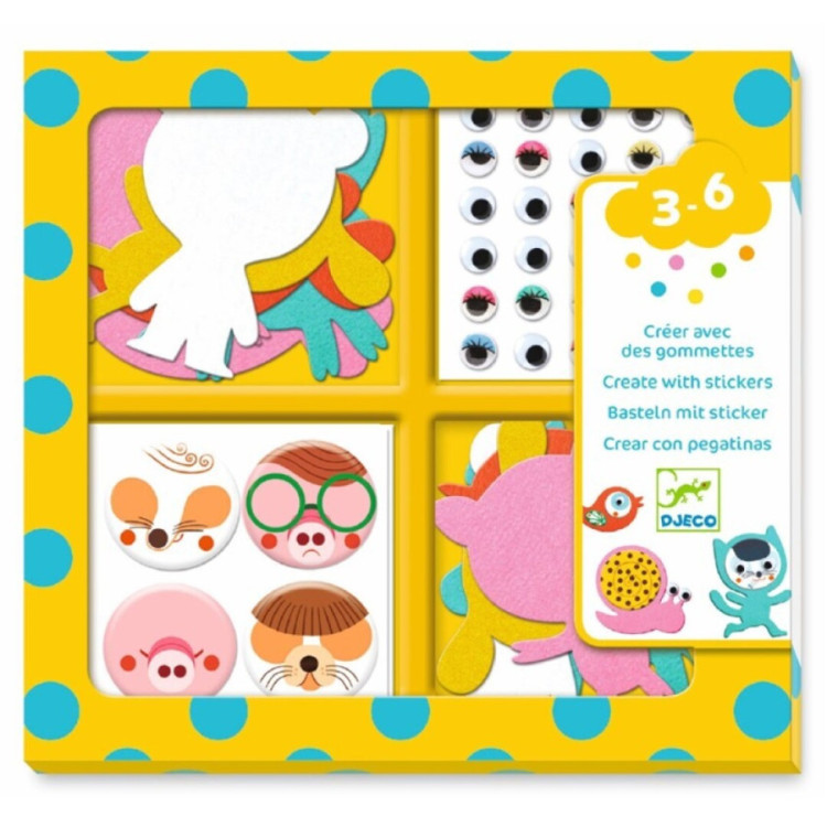 Crear con 1000 pegatinas Me gustan los animales DJECO