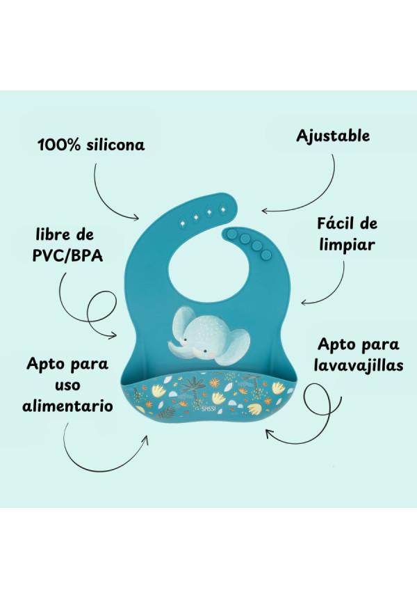 Babero de silicona Elefante SASSI