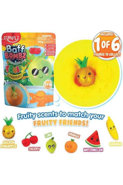 BOMBA DE BAÑO SURPRISE FRUTAS 1x100gr. ZIMPLIKIDS