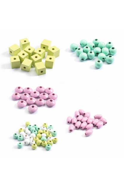 Perlas de madera Hojas y flores DJECO