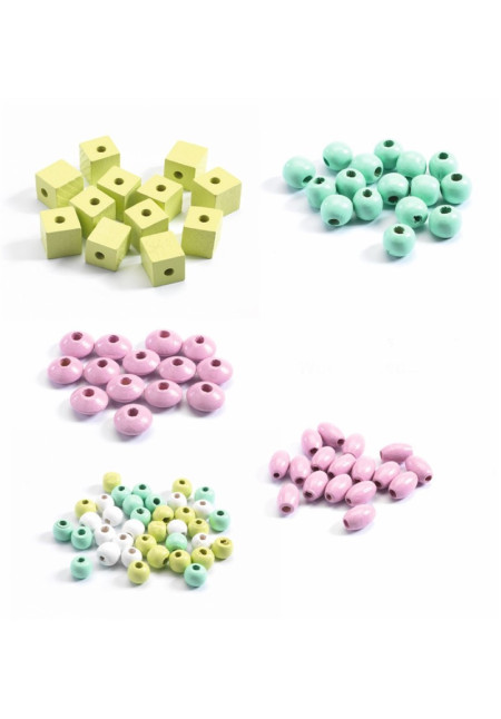 Perlas de madera Hojas y flores DJECO