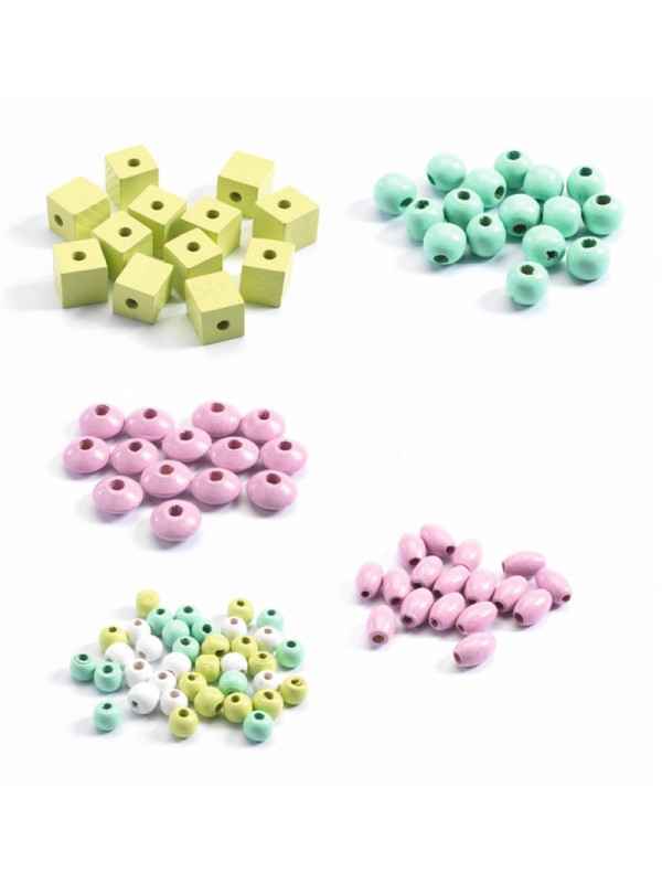 Perlas de madera Hojas y flores DJECO